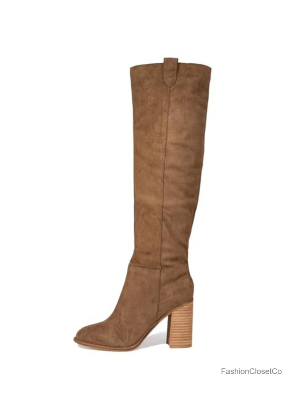 Women's Knee High Suede Slouch Boots Chunky Heel